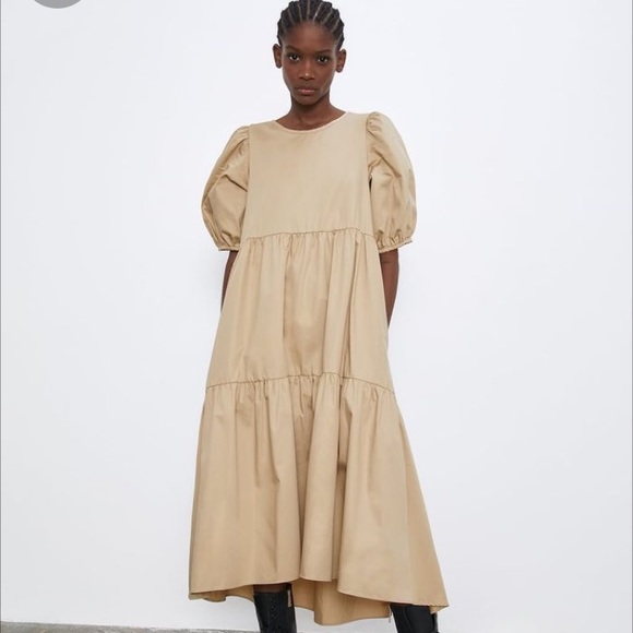 Zara Dresses & Skirts - ⛔️SOLD⛔️ Zara puff sleeve tiered poplin dress